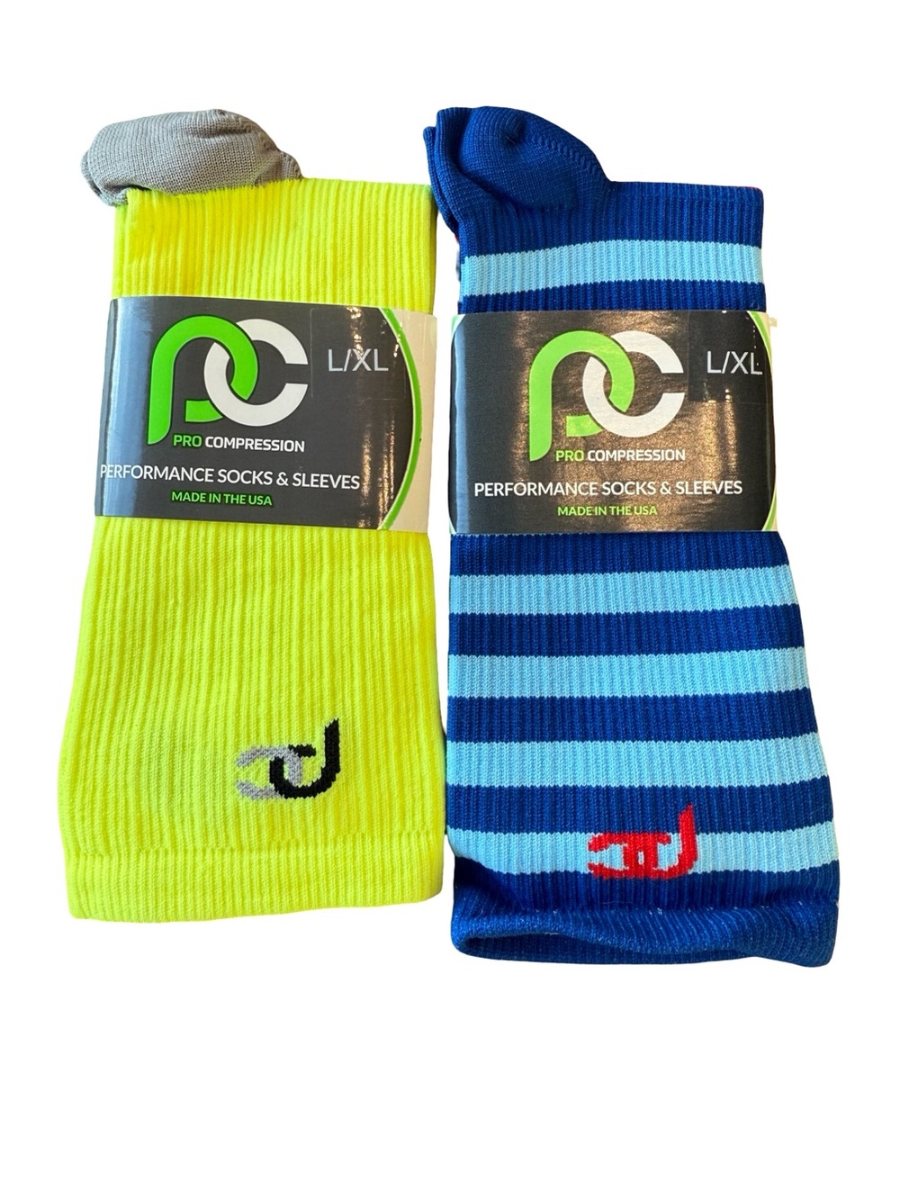 Pro Compression Socks Lot of 2 L/XL NWT Made in USA Performance Compression